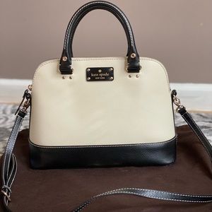 KATE SPADE NEW YORK WHITE AND BLACK SATCHEL